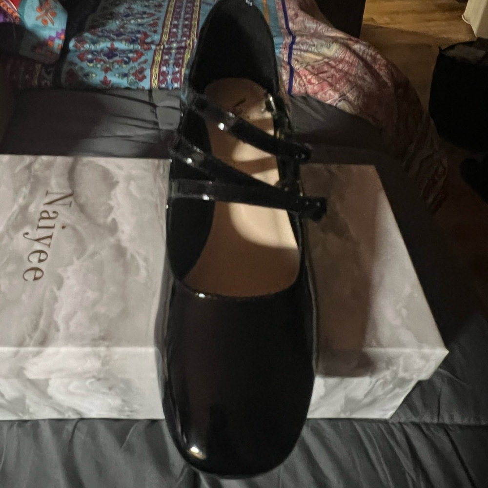 Black patent leather shoes